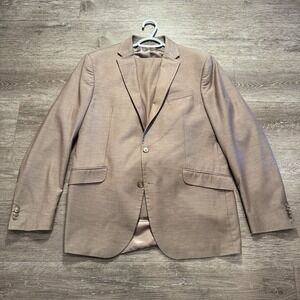 Kenneth Cole Reaction Suit Sport Coat Pants Mens 42‎ L 35 W Beige Techni-Cole